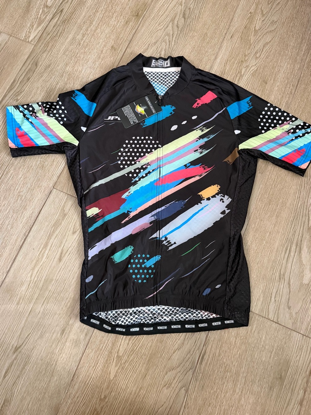 NWT Women’s WEIMOSTSR Cycling Jersey Short Sleeve Colorful Retro Print Size L